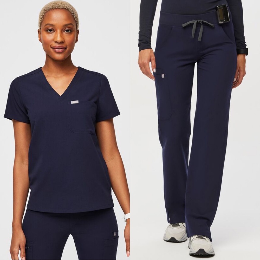 Figs Women's Navy Blue Scrub Top